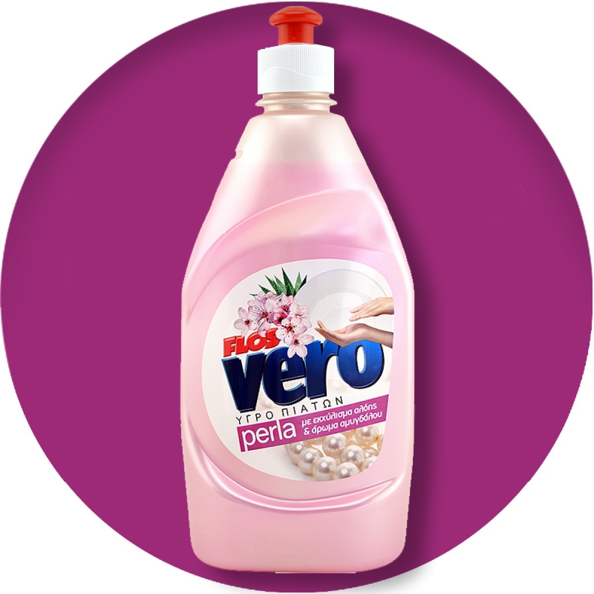 Flos Vero Perla Εκχύλισμα Αλόης & Άρωμα Αμυγδάλου, Υγρό πιάτων, 430ml