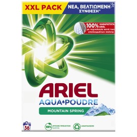 Ariel AquaPoudre Alpine, Σκόνη Πλυντηρίου Ρούχων, 56 Μεζούρες  3,64kg