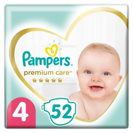 Pampers Premium Care, Βρεφικές Πάνες No4 Maxi (9-14kg) 52τμχ, JUMBO PACK