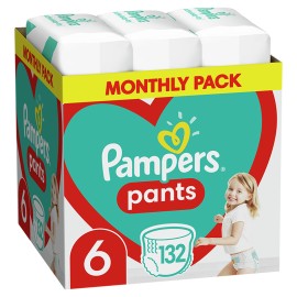 Pampers Pants, Βρεφικές Πάνες Βρακάκι No6 (15+kg), 132τμχ, MONTHLY PACK