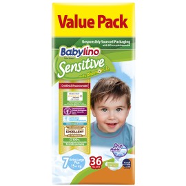Βρεφική πάνα Babylino Sensitive No7 15+ Kg Value Pack 36 τμχ