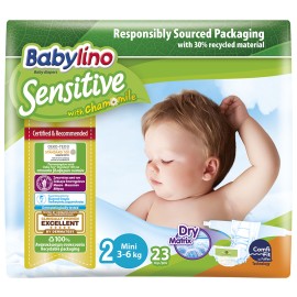 Βρεφική πάνα Babylino Sensitive No2 3-6 Kg 23 τμχ