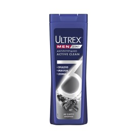 Ultrex Men 3σε1 Active Clean, Αντιπιτυριδικό Σαμπουάν με Ενεργό Άνθρακα, 360ml