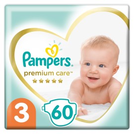 Pampers Premium Care, Βρεφικές Πάνες No3 (6-10kg), 60τμχ, JUMBO PACK