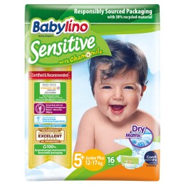Βρεφική πάνα Babylino Sensitive No5+ 12-17 Kg 16 τμχ
