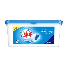 Skip Active Clean Διπλής Δράσης, Υγρές Κάψουλες Πλυντηρίου Ρούχων, 916g, 38 κάψουλες