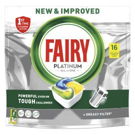 Fairy Platinum All In One Κάψουλες Πλυντηρίου Πιάτων Λεμόνι, 16 Κάψουλες