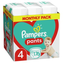 Pampers Pants, Βρεφικές Πάνες Βρακάκι Νο4 (9-15kg), 176τμχ, MONTHLY PACK