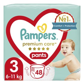Pampers Premium Care Pants, Πάνες Βρακάκι No3 (6-11kg), 48τμχ, JUMBO PACK