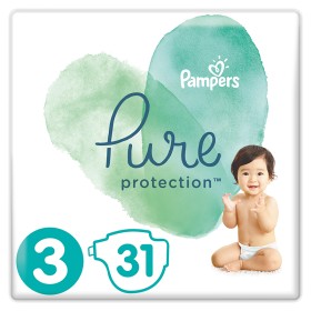 Pampers Pure Protection Βρεφικές Πάνες No3 (6-10kg) 31τμχ, VALUE PACK