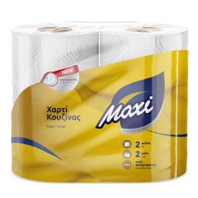 Maxi Λευκό Χαρτί Κουζίνας2φυλλο 2x129g, 2Ρολά