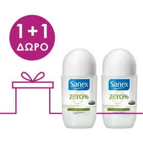 Sanex Zero% Normal Skin, Αποσμητικό Roll on, 2x50ml, 1+1 ΔΩΡΟ