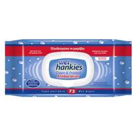 Wet Hankies Antibacterial Αντιβακτηριδιακά μαντήλια χεριών 72τεμ.