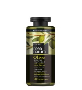 Mea Natura Olive Vitality & Shine, Σαμπουάν Ζωντάνια & Λάμψη Για όλους τους τύπους μαλλιών, 300ml