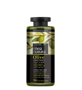 Mea Natura Olive Vitality & Shine Conditioner, Μαλακτική Κρέμα για Ζωντάνια & Λάμψη για όλους τους Τύπους Μαλλιών, 300ml