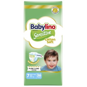 Βρεφική πάνα Babylino Sensitive Cotton Soft No7 15+ Kg Value Pack 36 τμχ