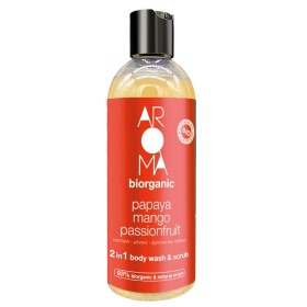 Aroma Bio 2in1 Body Wash & Scrub Papaya, Mango & Passion Fruit, Αφρόλουτρο & Απολεπιστικό Σώματος 300ml