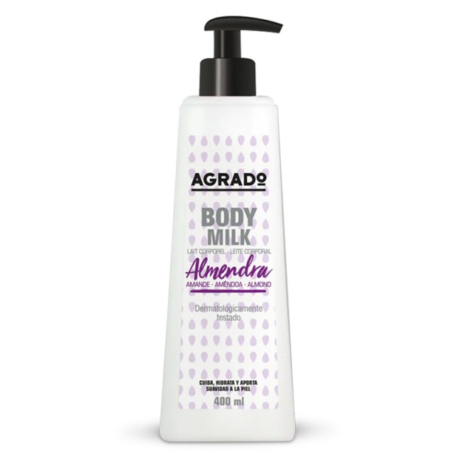 Agrado Almond Body Milk, Γαλάκτωμα Σώματος με Αμυγδαλέλαιο για Βαθιά Ενυδάτωση 400ml
