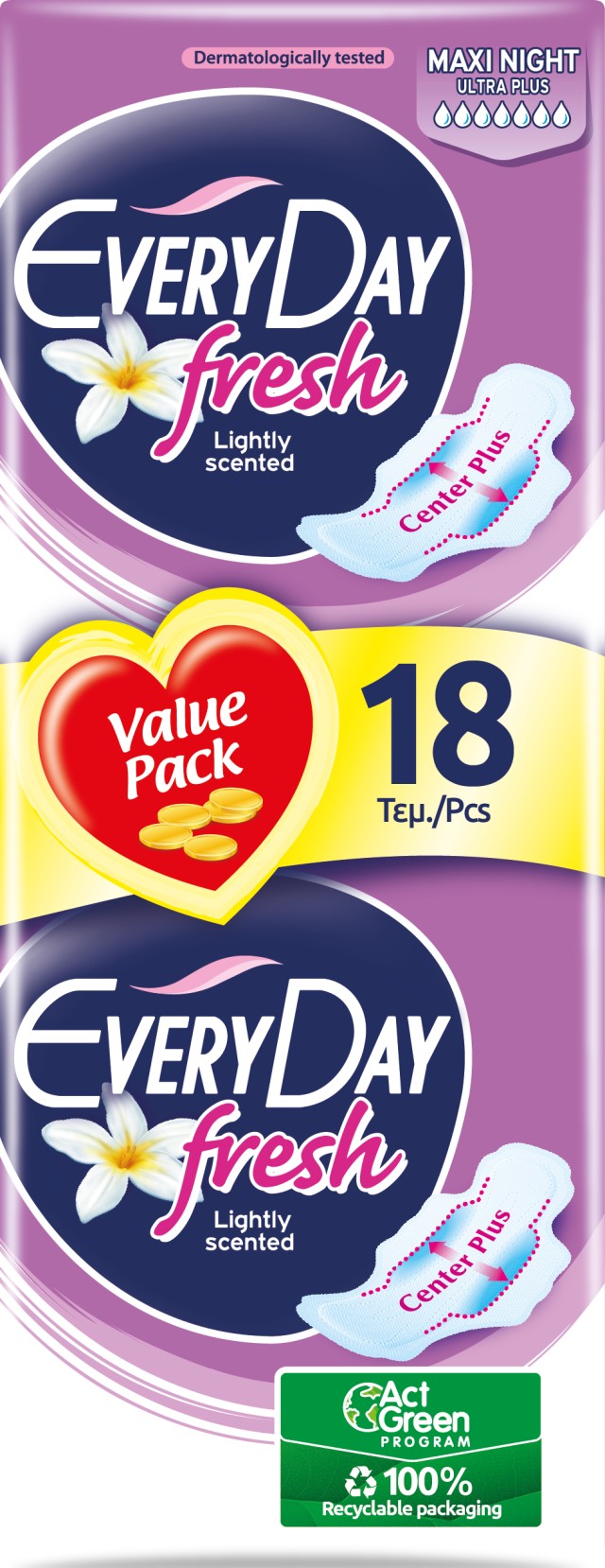 Every Day Σερβιέτες Fresh MAXI NIGHT Ultra Plus Value Pack 18 τεμ.