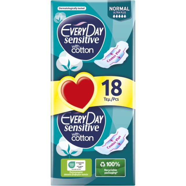 EveryDay Σερβιέτες Sensitive with Cotton NORMAL Ultra Plus 18 τεμ.