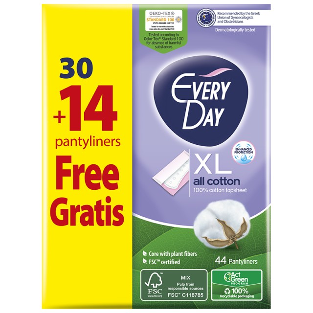 Every Day Σερβιετάκια All Cotton EXTRA LONG οικονομική συσκευασία 30 τεμ. + 14 τεμ