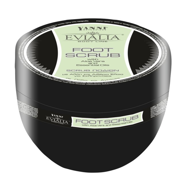 Evialia Ισχυρό Scrub Ποδιών με Αλόη & Αιθέρια Έλαια  για  Αποτελεσματικό Καθαρισμό & Περιποίηση των Τοπικών Σκληρύνσεων σε Πόδια & Αγκώνες, 250ml