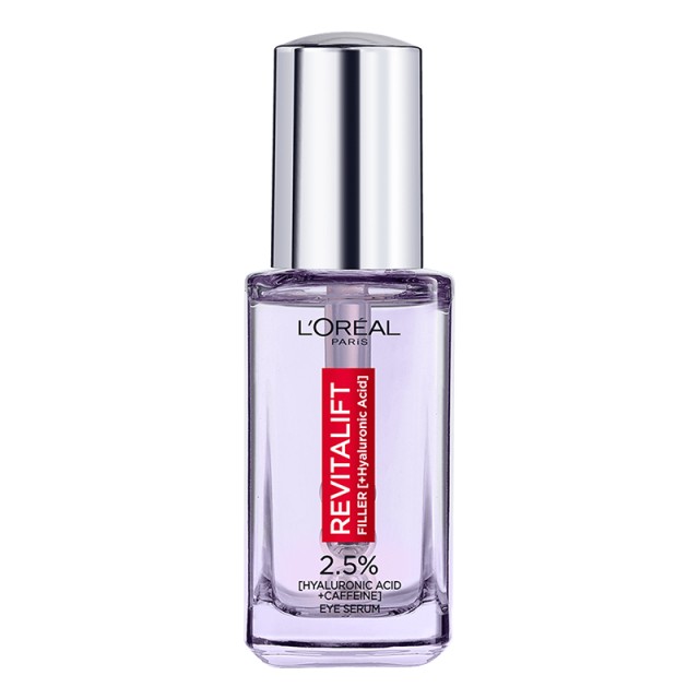 LOreal Revitalift Filler, Ορός Ματιών με 2,5% Υαλουρονικό Οξύ & Καφεΐνη για Μείωση Μαύρων Κύκλων & Γέμισμα Ρυτίδων στα Μάτια 20ml