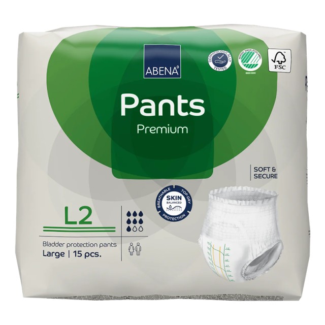 Abena Pants Premium L2, 7 Σταγόνες Μέγεθος Large, 100-140cm, Εσώρουχα Ακράτειας 15τμχ