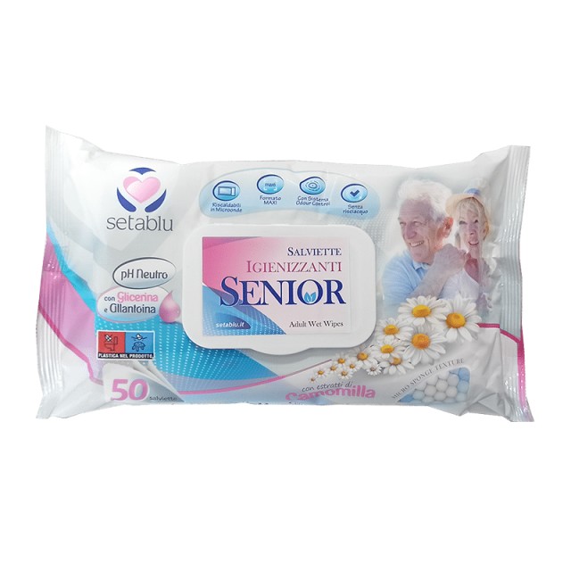 Setablu Wet Wipes with Camomile, Υγρά Μαντηλάκια Καθαρισμού Ενηλίκων με καπάκι, 50τμχ