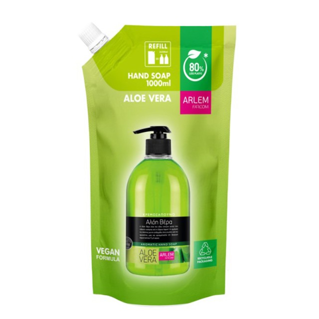 Arlem Aloe Vera Doypack Refill, Κρεμοσάπουνο Ανταλλακτικό, 1000ml