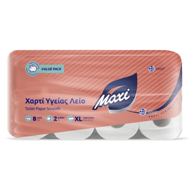 Maxi Classic Smooth, Χαρτί Υγείας 2φυλλο 150γρ, 8τμχ