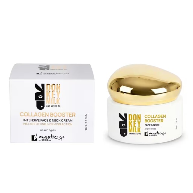 Mastic Spa Collagen Booster Intensive Face & Neck Cream, Εντατική Κρέμα Προσώπου & Λαιμού για Άμεσο Lifting & Σύσφιξη, με Γάλα Γαϊδούρας & Μαστιχέλαιο 50ml