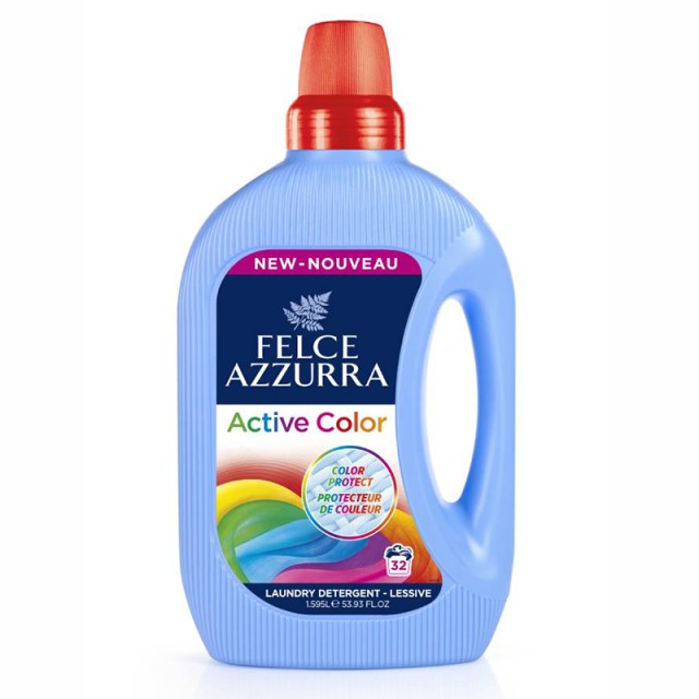 Felce Azzurra Active Color, Υγρό Απορρυπαντικό Πλυντηρίου Ρούχων 32 μεζούρες 1,595lt