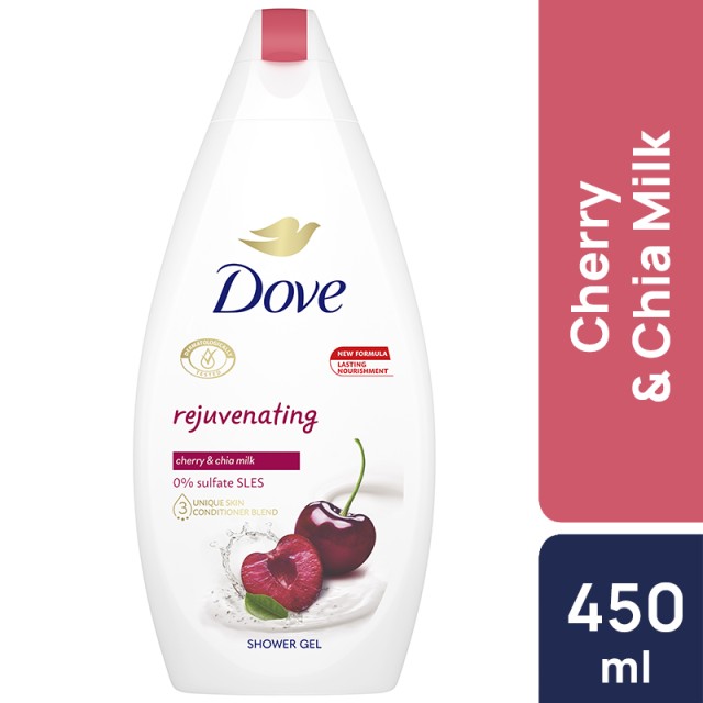 Dove Rejuvenating Cherry & Chia Milk, Αφρόλουτρο 450ml