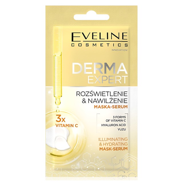 Eveline Derma Expert Mask Vitamin C Whitening and Moisturizing Serum, Μάσκα Προσώπου για Λάμψη, 8ml