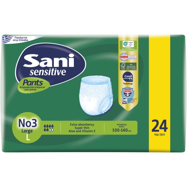 Ελαστικό εσώρουχο ακράτειας Sani Sensitive Pants Large No3 24τμχ
