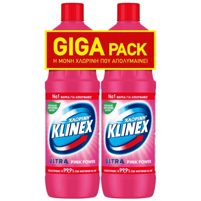 Klinex Ultra Χλωρίνη Pink Giga Pack, 1250ml, 2τεμ