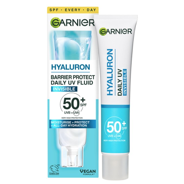 Garnier Hyaluron Barrier Protect Daily UV Fluid Invisible Κρέμα Προσώπου με Αντηλιακή Προστασία SPF50+, 40ml