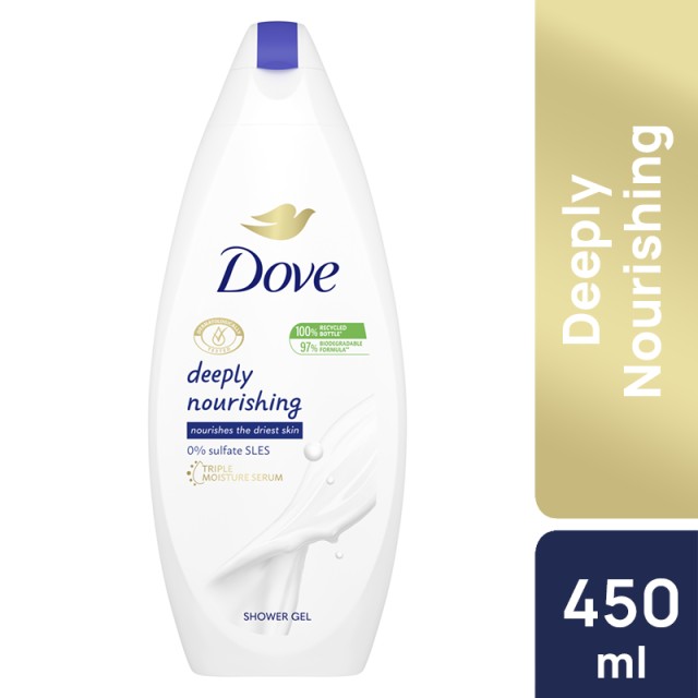 Dove Deeply Nourishing Shower Gel, Ενυδατικό Αφρόλουτρο Εντατικής Θρέψης 450ml