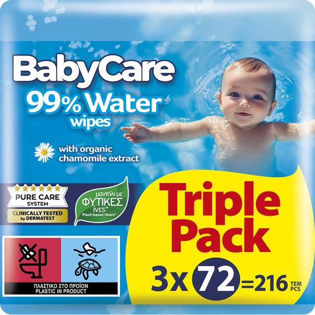 Μωρομάντηλα BabyCare 99% Water Triple Pack 3X72 τμχ