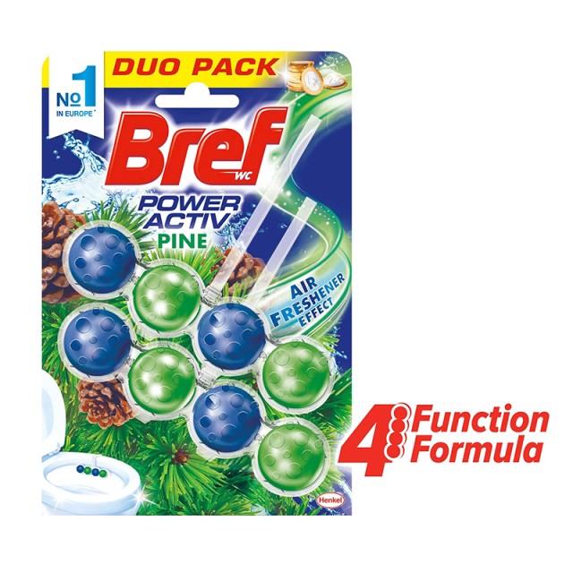 Bref Wc Block Power Activ Pine, Μπλοκ Τουαλέτας (2x50g)