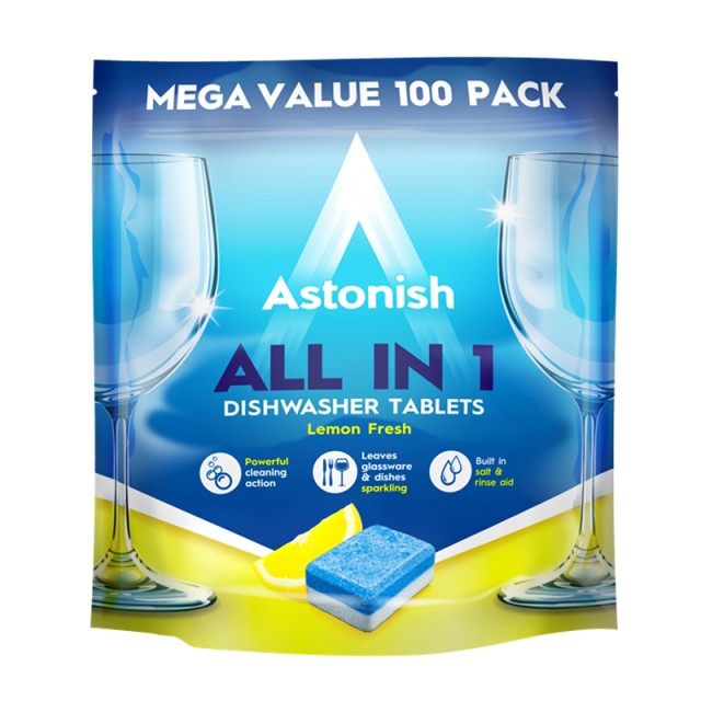 Astonish All in 1 Dishwasher Tablets Lemon Fresh, Ταμπλέτες Πλυντηρίου Πιάτων 100τμχ
