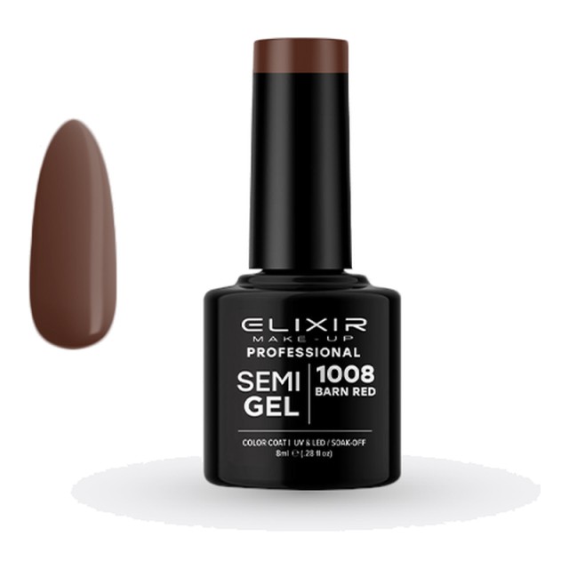 Elixir Semi Gel Νο1008 Barn Red Ημιμόνιμο Βερνίκι 8 ml
