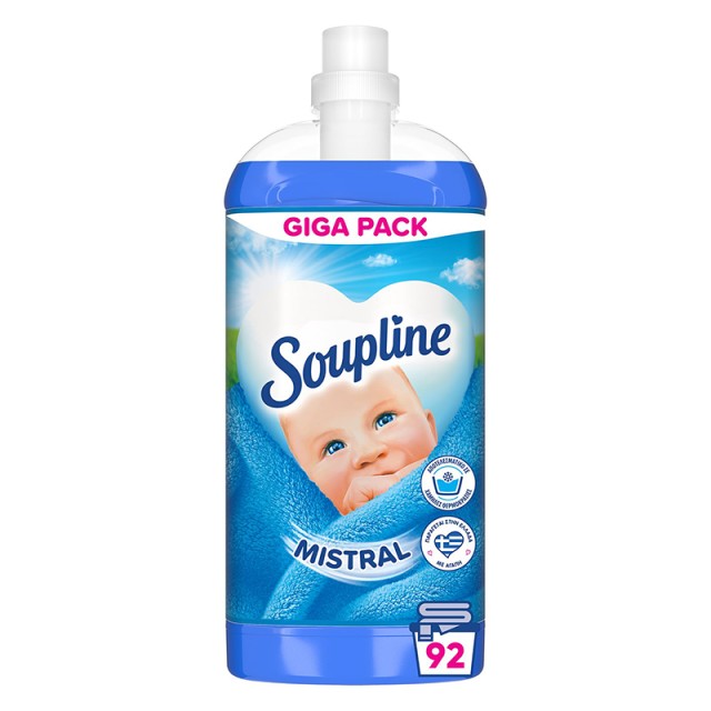 Soupline Mistral Giga Pack, Συμπυκνωμένο Μαλακτικό Ρούχων, 92μεζ. 2,024lt