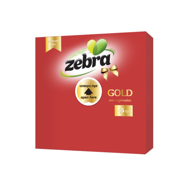 Zebra Gold Red, Χαρτοπετσέτες 33x33cm, 45τμχ