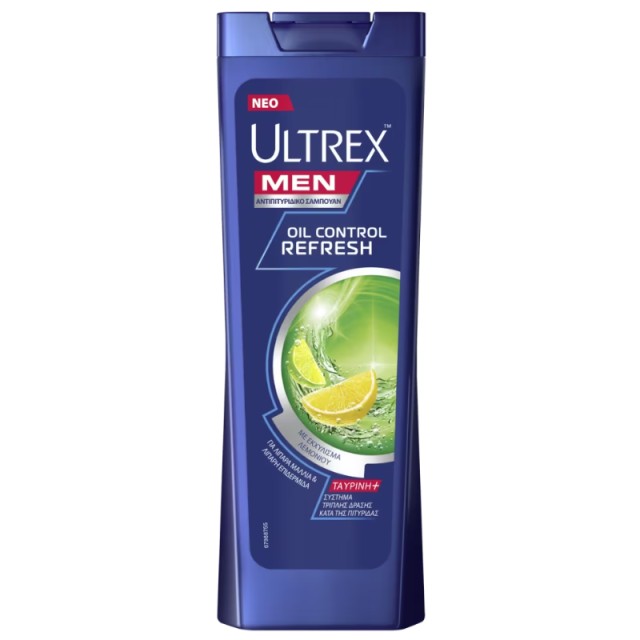 Ultrex Men Oil Control Refresh, Ανδρικό Αντιπιτυριδικό Σαμπουάν για Λιπαρά Μαλλιά, 360ml
