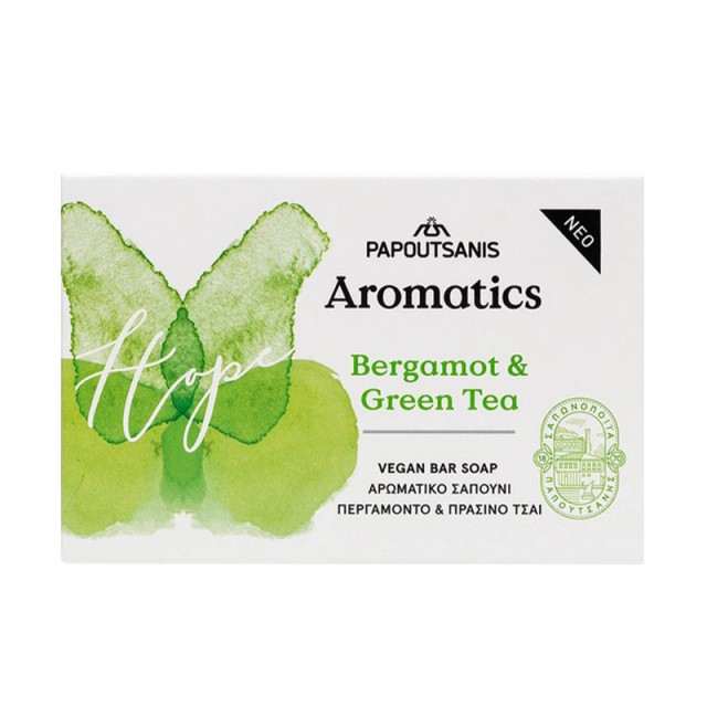 Papoutsanis Aromatics Hope, Σαπούνι με άρωμα Περγαμόντο & Πράσινο Τσάι, 100g