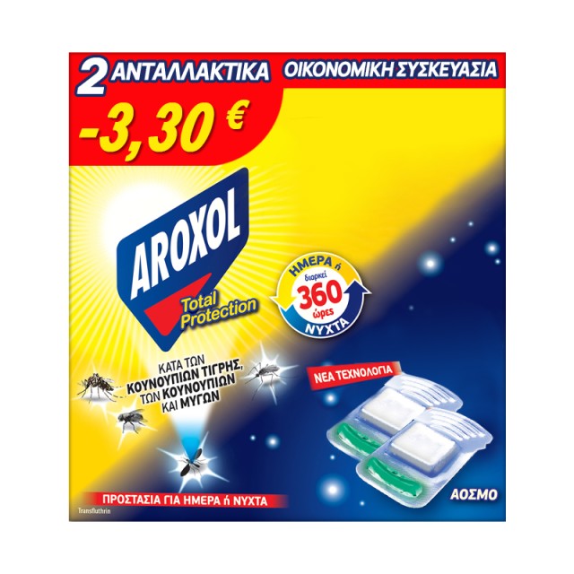 Aroxol Total Protection, Άοσμο Εντομοαπωθητικό με 2 Ανταλλακτικά