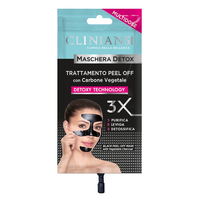 Clinians Detox Peel off Treatment Mask, Αντιοξειδωτική Μάσκα Προσώπου για Μεικτό & Λιπαρό Δέρμα, 5 εφαρμογές, 20 ml.