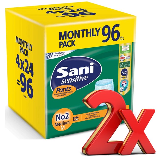 Ελαστικό εσώρουχο ακράτειας Sani Sensitive Pants Extra Large No2 (8x24) 192τμχ